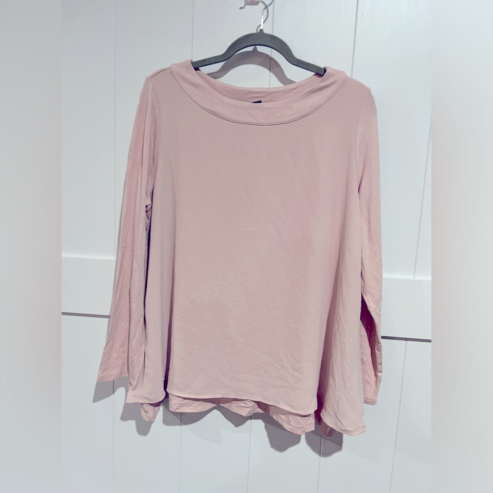 J.Jill Womens Top Large Petite LP New Tags NWT Rosewater Pink Long Sleeve Blouse